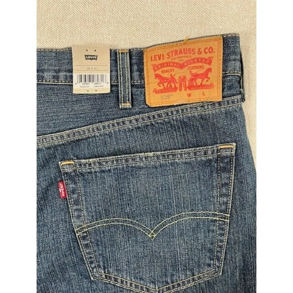 Levi's 559 Jeans Relaxed Straight Pants Blue Men's Size 44x30‎ Big And Tall New